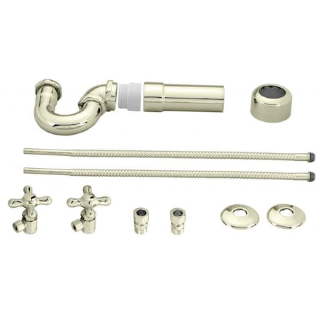 Westbrass LA-Style Pedestal Lavatory Kit - Cross Handles in Polished Brass D1638L-01